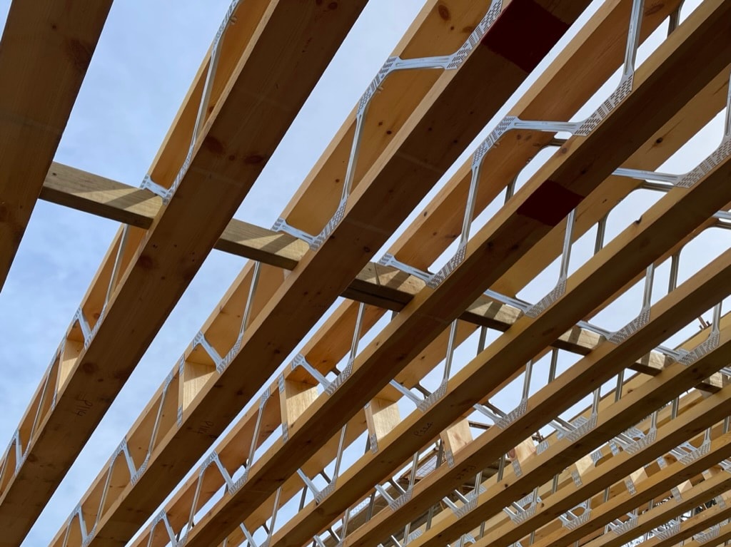 I-joists open to the sky.
